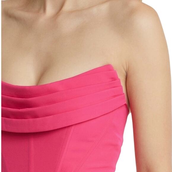 Lavish Alice Hot Pink Strapless Corset Bodycon Midi Cocktail Dress 10 NWT - Picture 4 of 8